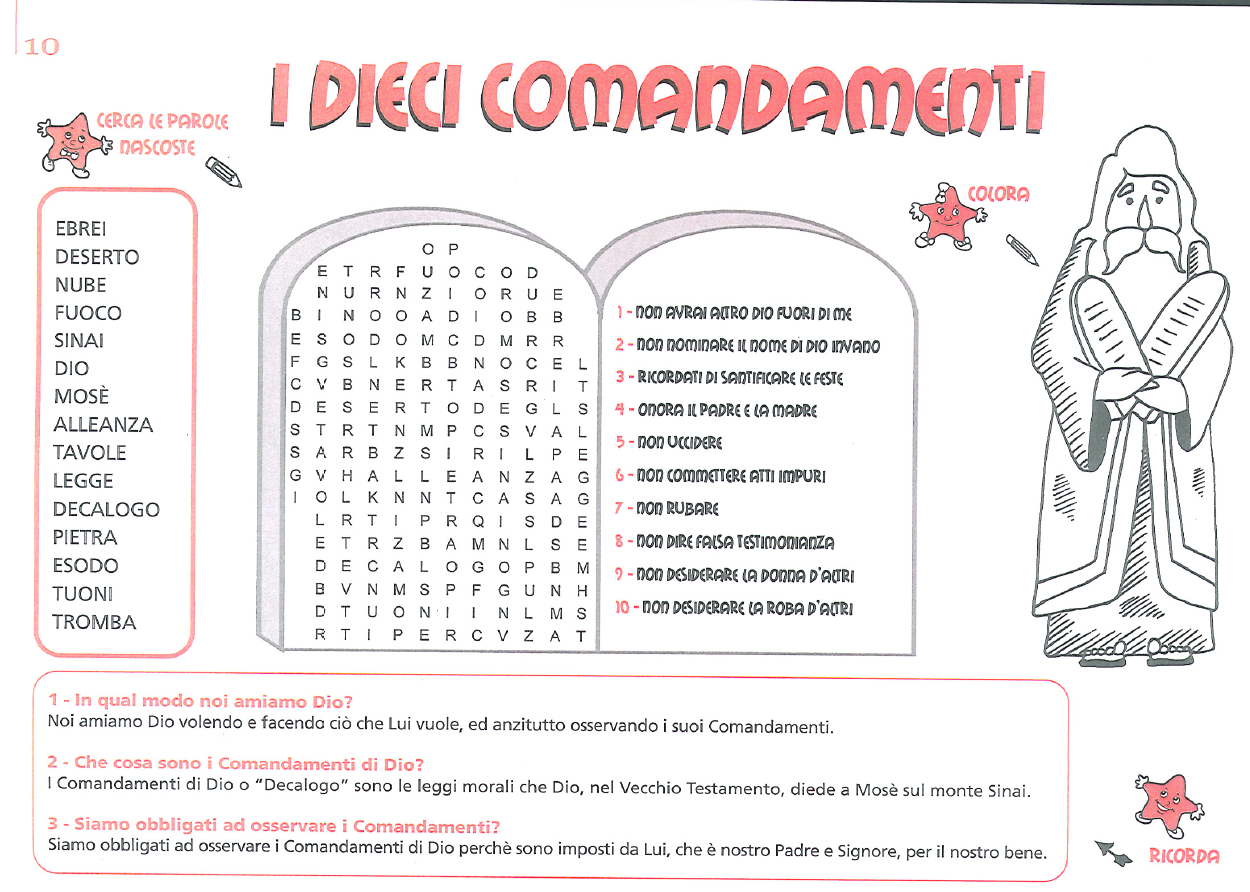 I Dieci Comandamenti Per Bambini Schede QUMRAN NET - Materiale pastorale online
